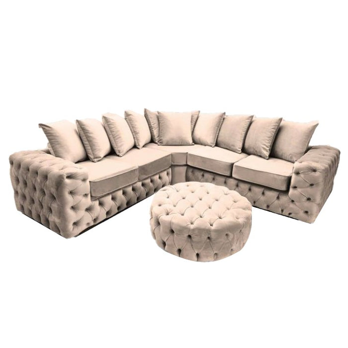 Alexa Plush Velvet Corner Sofa - Pillow Or Classic Back - Choice Of Colours - The Furniture Mega Store