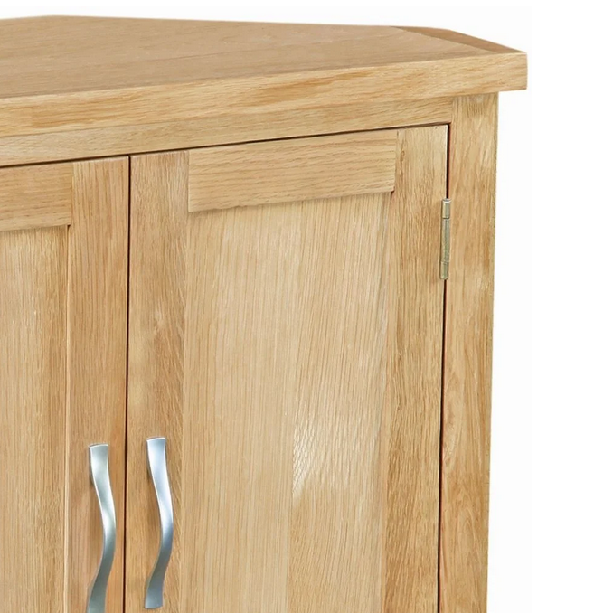 Bevel Natural Solid Oak 2 Door Corner Cupboard - The Furniture Mega Store