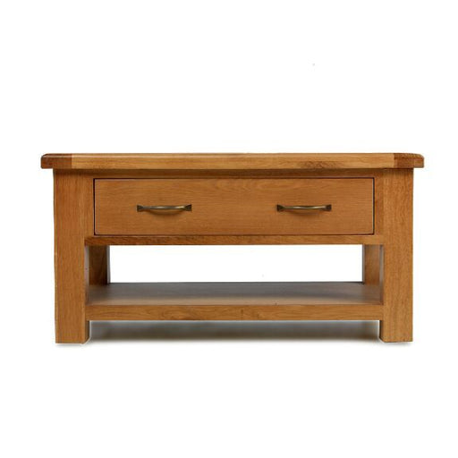 Earlswood Solid Oak Coffee Table With storage Drawer - The Furniture Mega Store