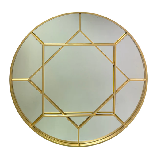 Round Gold Wall Mirror - 80cm - The Furniture Mega Store 