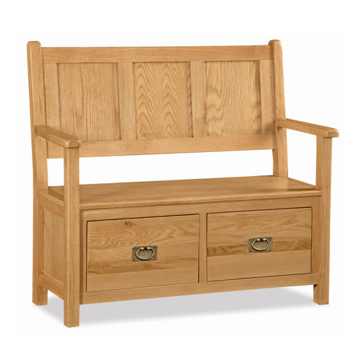 Sailsbury Solid Oak Monks Bench - 110cm - The Furniture Mega Store