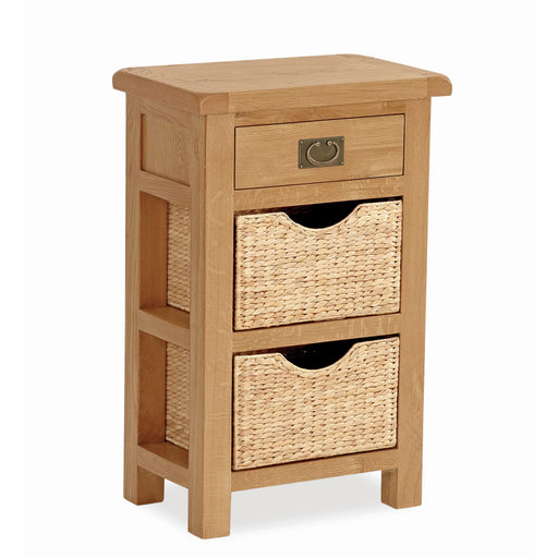 Sailsbury Solid Oak Telephone Table With 2 Basket Drawers - The Furniture Mega Store