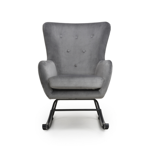 ERICA BRUSHED VELVET GREY ROCKING CHAIR - The Furniture Mega Store