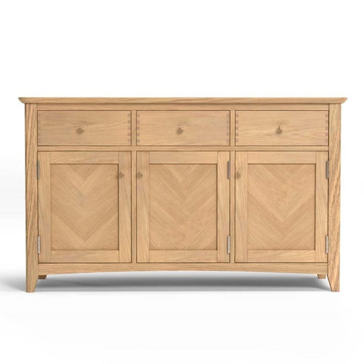 Grand Parquet Oak Large 3 Door 3 Drawer Sideboard - The Furniture Mega Store