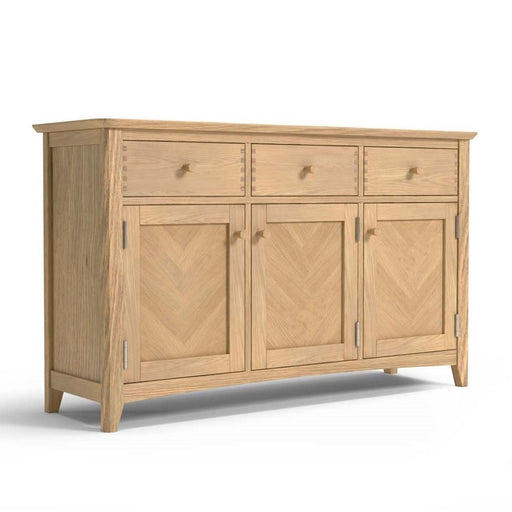 Grand Parquet Oak Large 3 Door 3 Drawer Sideboard - The Furniture Mega Store