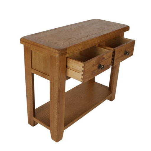 Torino Country Solid Oak 2 Drawer Console Table - The Furniture Mega Store