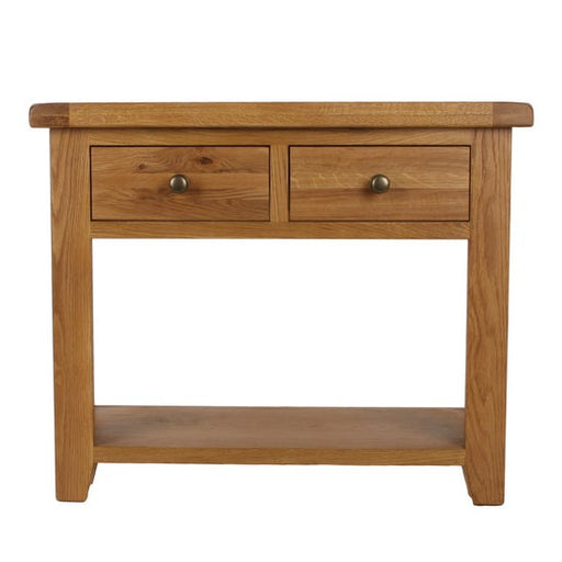 Torino Country Solid Oak 2 Drawer Console Table - The Furniture Mega Store