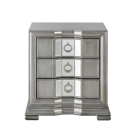 Lucca Grey Mirrored 3 Drawer Bedside Cabinet - The Furniture Mega Store 
