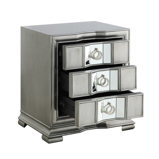 Lucca Grey Mirrored 3 Drawer Bedside Cabinet - The Furniture Mega Store 