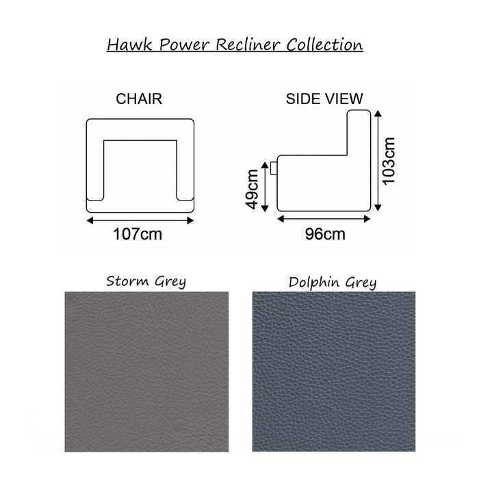 Hawk Power Recliner Armchair - Integrated Usb Charging Ports - The Furniture Mega Store