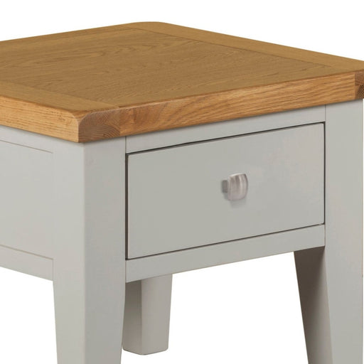 Chester Dove Grey & Solid Oak 1 Drawer Side Table - The Furniture Mega Store