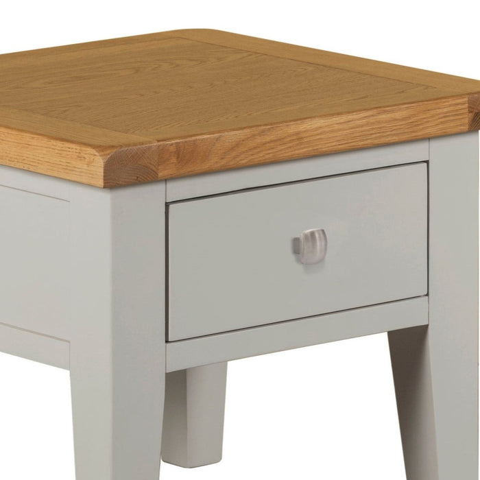 Chester Dove Grey & Solid Oak 1 Drawer Side Table - The Furniture Mega Store