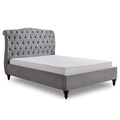 Rosa Light Grey 4'6 Double Bed - The Furniture Mega Store