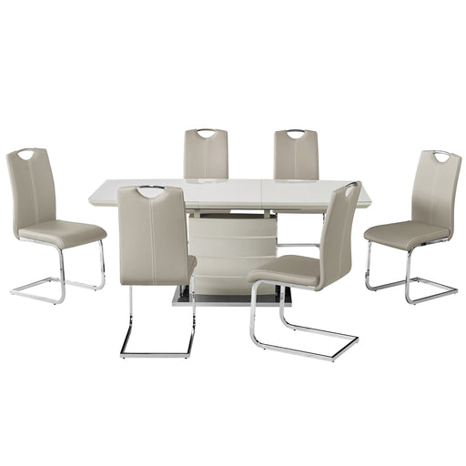 Mabel Cappuccino Extendable Dining Table & 6 Mabel Cappuccino Dining Chairs Set - The Furniture Mega Store 