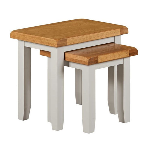 Chester Dove Grey & Solid Oak Nest Of 2 Tables - The Furniture Mega Store