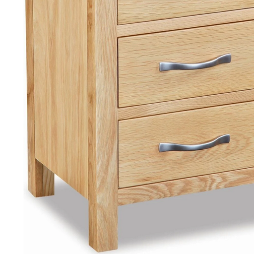 Bevel Natural Solid Oak 3 Drawer Bedside Cabinet - The Furniture Mega Store