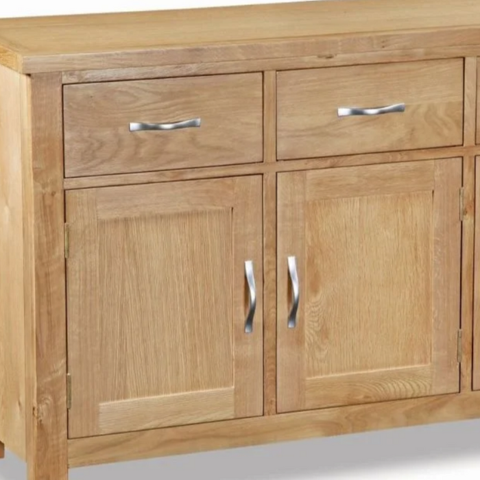 Bevel Natural Solid Oak Large 3 Door 3 Drawer Sideboard - The Furniture Mega Store
