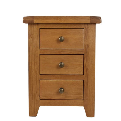 Torino Country Solid Oak 3 Drawer Bedside Table - The Furniture Mega Store