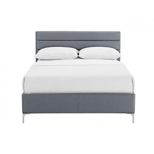Grey Faux Leather 5' King Size Bed - The Furniture Mega Store