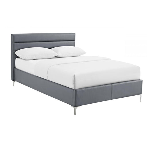 Grey Faux Leather 5' King Size Bed - The Furniture Mega Store