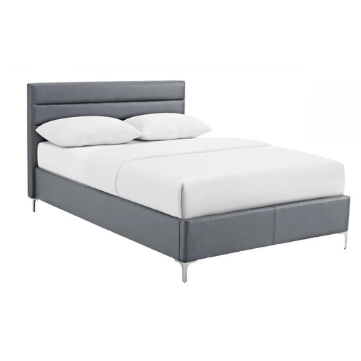 Grey Faux Leather 5' King Size Bed - The Furniture Mega Store 