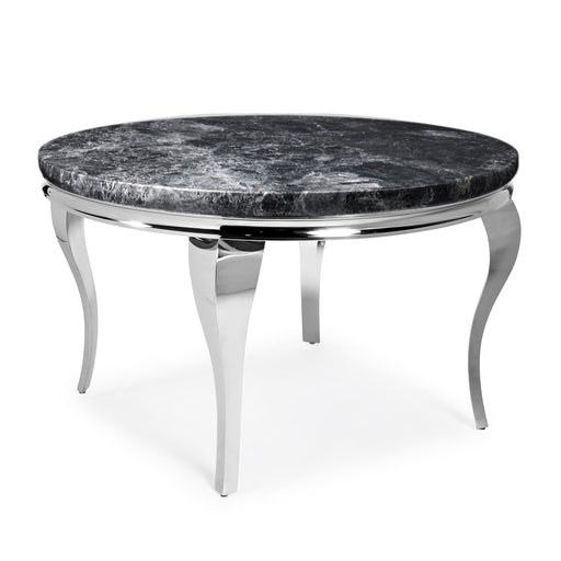 Mayfair Round 1.3 Black Marble Top Dining Table & 4 Sofia Velvet Dining Chairs Set - The Furniture Mega Store