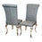 Louis Dark Grey Cross Stitch Leather Curved Leg Dining Chairs - Set Of 2 - The Furniture Mega Store 