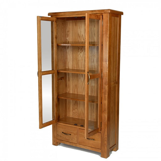 Earlswood Solid Oak Glazed Display Cabinet - The Furniture Mega Store 