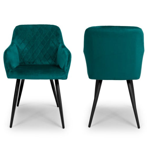 Maria Green Brushed Velvet Dining Chairs - Set Of 2 - The Furniture Mega Store 