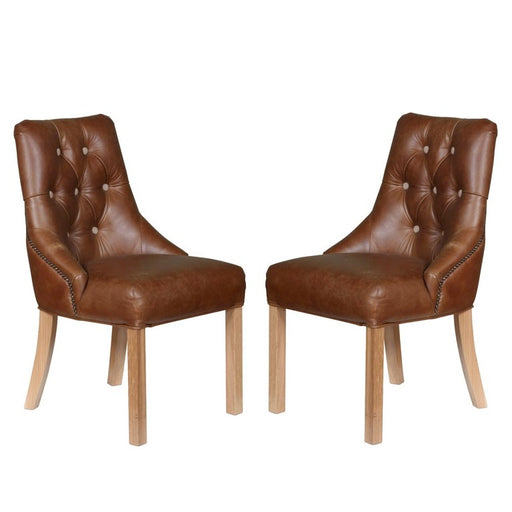 Stanton Buttoned Vintage Leather Dining Chair - Choice Of Leathers & Legs - The Furniture Mega Store 