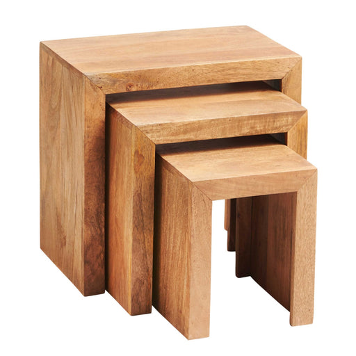 Maya Light Mango Wood Nest Of 3 Tables - The Furniture Mega Store