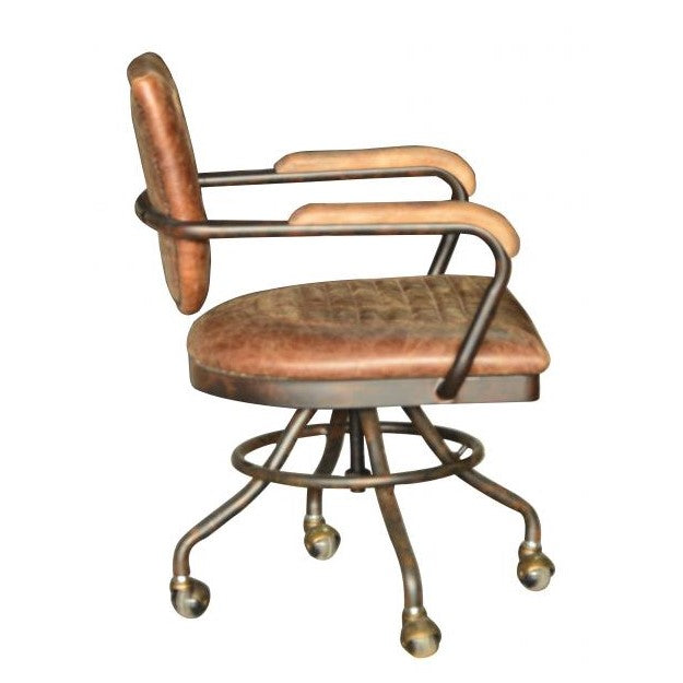 Mustang Height Adjustable Office Chair - Brown Vintage Leather - The Furniture Mega Store