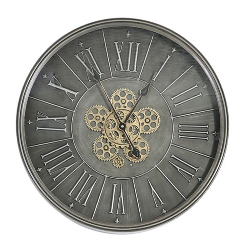 Round Dark Grey Gears Wall Clock - 60cm - The Furniture Mega Store