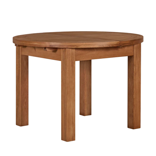 Torino Country Solid Oak Round Extending Dining Table - 110cm - The Furniture Mega Store 