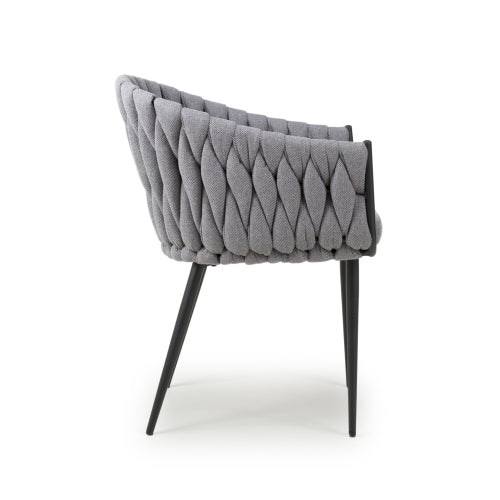 Pandora Braided Grey Dining Chairs - Sold In Pairs - The Furniture Mega Store 