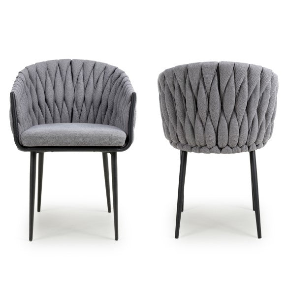 Pandora Braided Grey Dining Chairs - Sold In Pairs - The Furniture Mega Store 