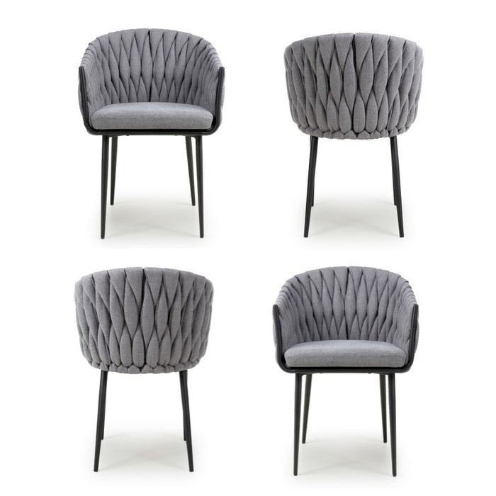 Pandora Braided Grey Dining Chairs - Sold In Pairs - The Furniture Mega Store 