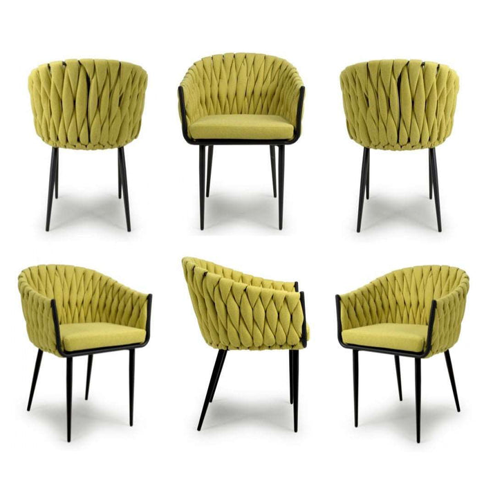 Pandora Braided Yellow Dining Chairs - Sold In Pairs - The Furniture Mega Store 