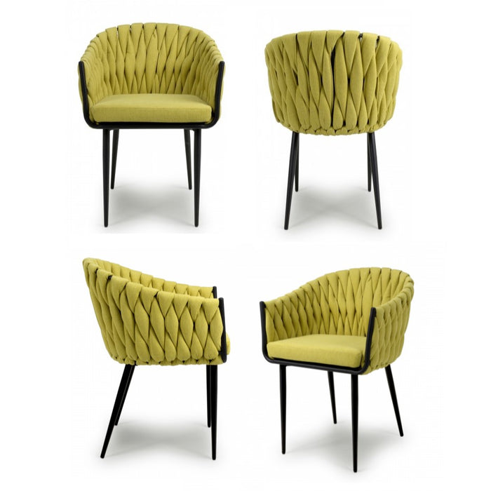 Pandora Braided Yellow Dining Chairs - Sold In Pairs - The Furniture Mega Store 