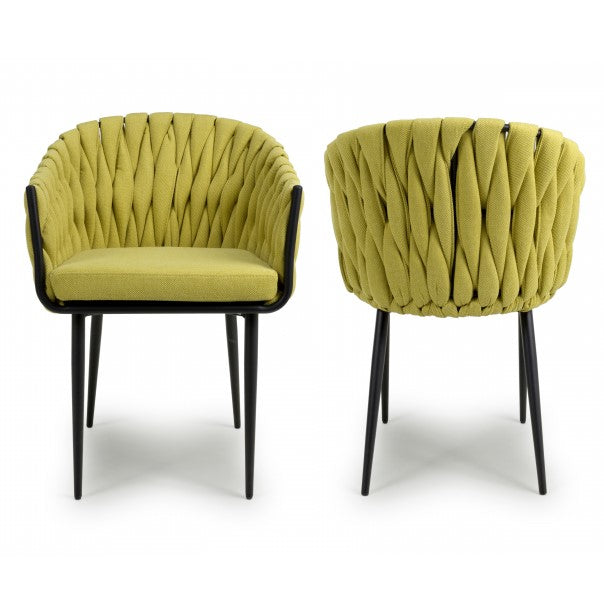 Pandora Braided Yellow Dining Chairs - Sold In Pairs - The Furniture Mega Store 