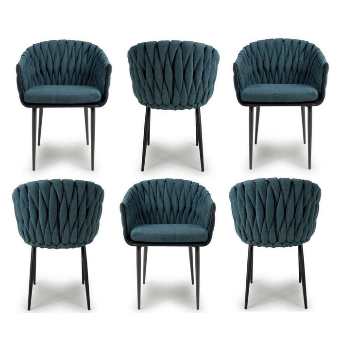 Pandora Braided Blue Dining Chairs - Sold In Pairs - The Furniture Mega Store 