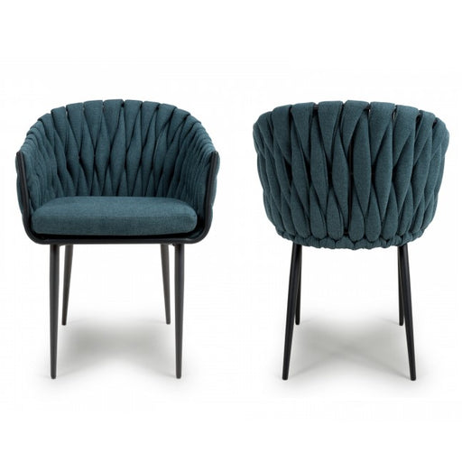 Pandora Braided Blue Dining Chairs - Sold In Pairs - The Furniture Mega Store 