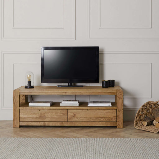 Bakerloo Oak Large TV Unit - 140cm - The Furniture Mega Store 