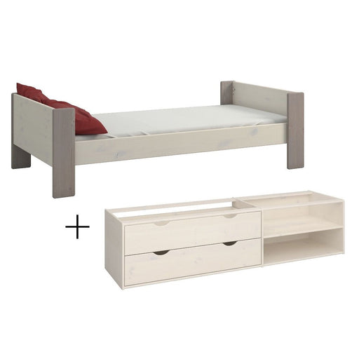 Steens Single Bed With Under Bed Drawers in Two Tone - The Furniture Mega Store 