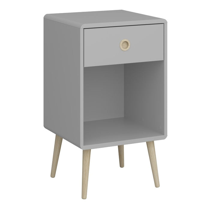 Softline 1 Drawer Bedside Cabinet - Grey - The Furniture Mega Store 