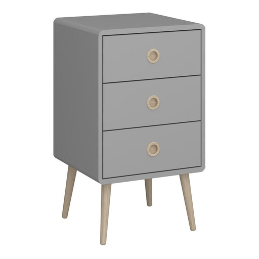 Softline 3 Drawer Bedside Cabinet - Grey - The Furniture Mega Store 