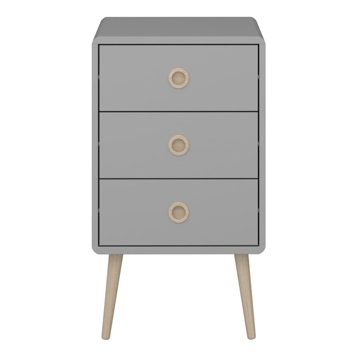 Softline 3 Drawer Bedside Cabinet - Grey - The Furniture Mega Store 