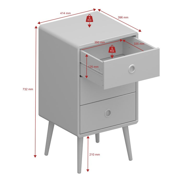 Softline 3 Drawer Bedside Cabinet - Grey - The Furniture Mega Store 