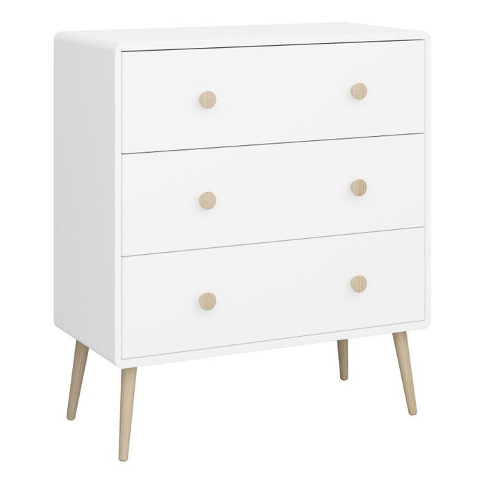 Gaia Chest of 3 Drawers - Pure White - The Furniture Mega Store 