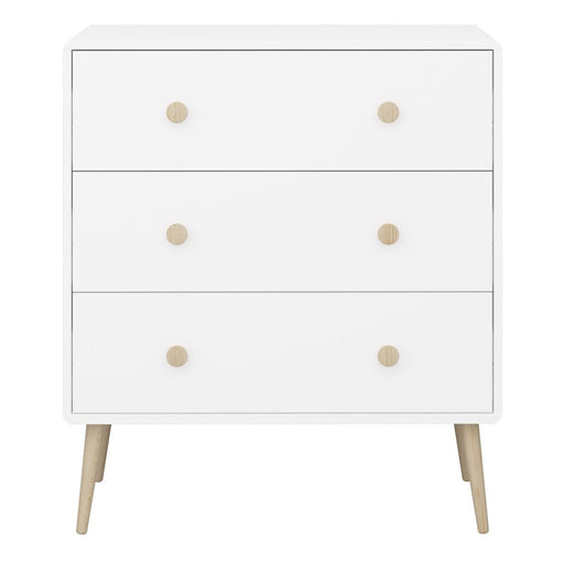 Gaia Chest of 3 Drawers - Pure White - The Furniture Mega Store 